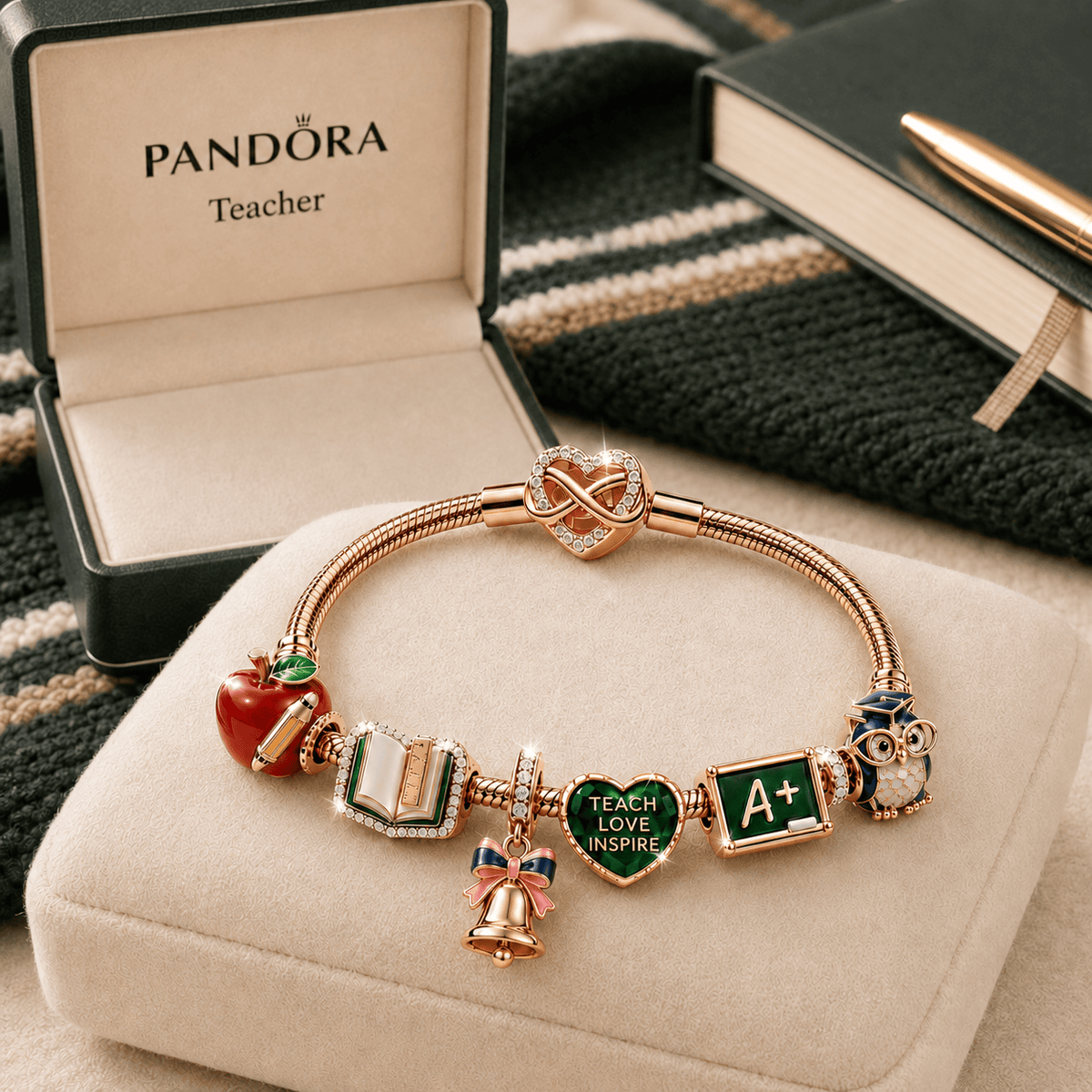TEA Rose Gold Charm Bracelet Set TMH