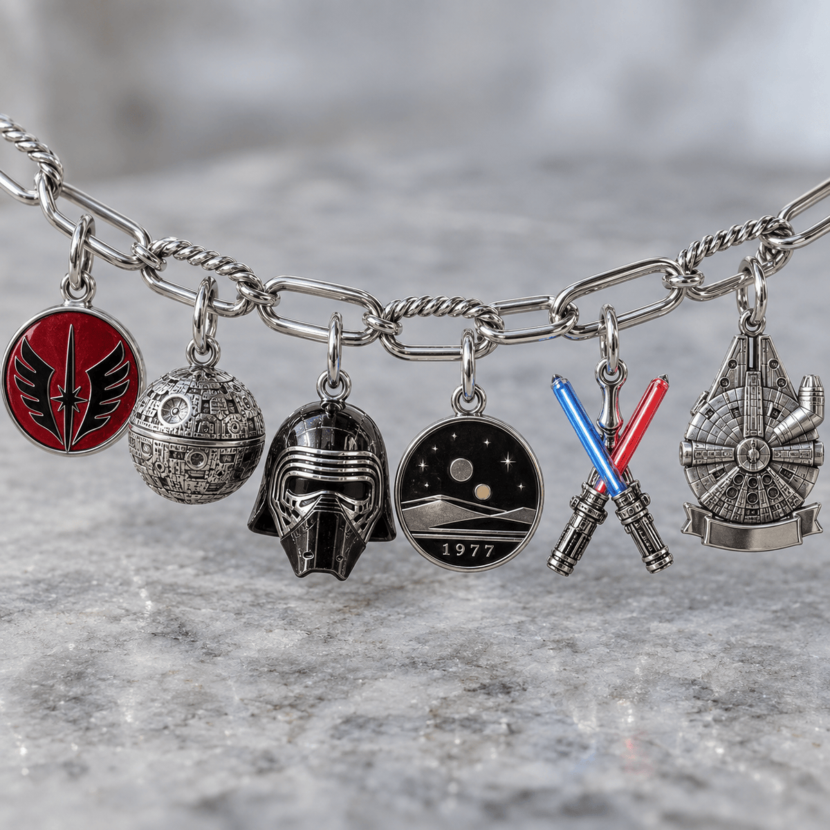STW Silver Charm Bracelet Set NTVA
